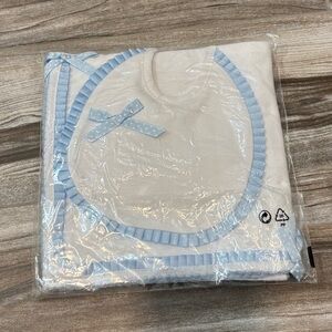 White Baby Bib & Blanket Set